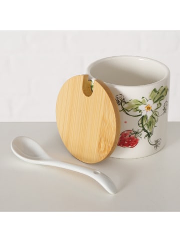 Boltze 2er-Set: Marmeladendosen "Strawberry" in Rot/ Grün - (H)8 x Ø 7,5 cm