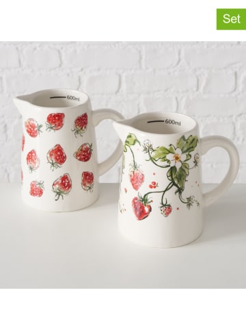 Boltze 2er-Set: Krüge "Strawberry" in Rot - 500 ml