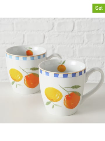 Boltze 2er-Set: Jumbotassen "Fruits" in Orange/ Gelb/ Blau - 480 ml
