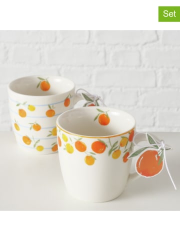 Boltze 2er-Set: Kaffeetassen "Fruits" in Orange/ Gold - 250 ml