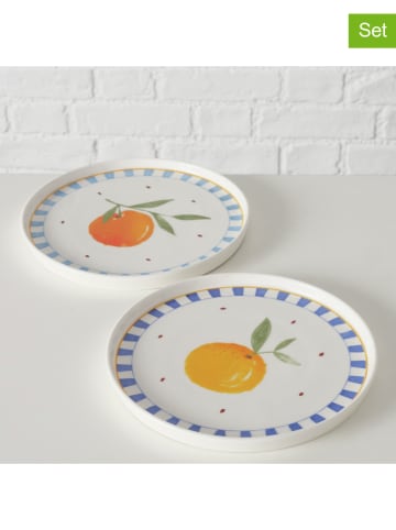 Boltze 2er-Set: Frühstücksteller "Fruits" in Gelb/ Orange/ Blau - Ø 20,5 cm