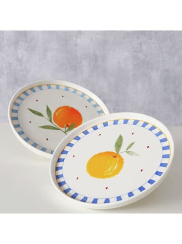 Boltze 2er-Set: Frühstücksteller "Fruits" in Gelb/ Orange/ Blau - Ø 20,5 cm
