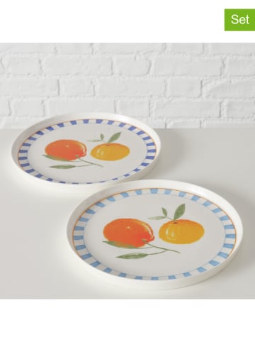 Boltze 2er-Set: Speiseteller "Fruits" in Gelb/ Orange/ Blau - Ø 26 cm