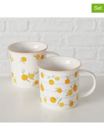 Boltze 2-delige set: mokken "Fruits" geel - 370 ml