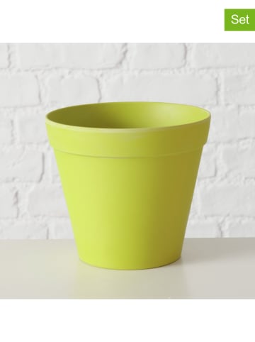 Boltze 2er-Set: Übertöpfe "Giardino" in Grün - (H)13,5  Ø 15 cm