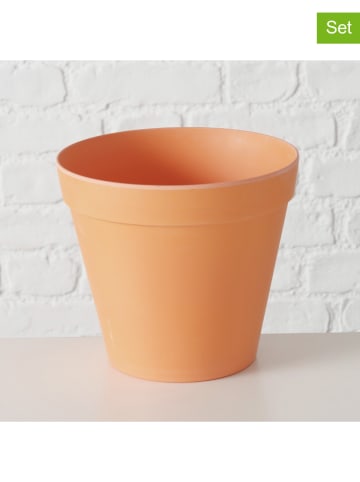 Boltze 2er-Set: Übertöpfe "Giardino" in Orange - (H)16,5  Ø 18,5 cm