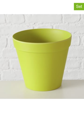 Boltze Osłonki (2 szt.) w kolorze zielonym na doniczkę - wys. 16,5 x Ø 18,5 cm