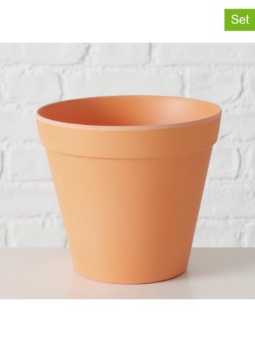 Boltze 2er-Set: Übertöpfe "Giardino" in Orange - (H)13,5  Ø 15 cm