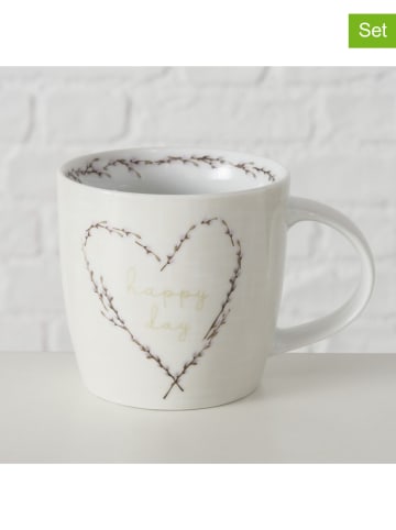 Boltze 2er-Set: Kaffeteassen "Salix" in Beige - 330 ml