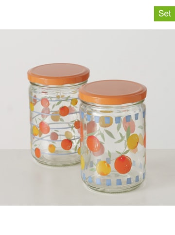 Boltze 2er-Set: Vorratsgläser "Fruits" in Orange/ Gold - 500 ml