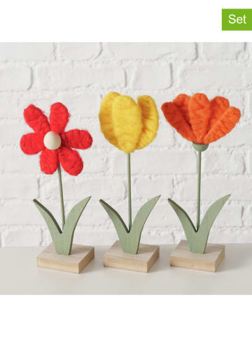 Boltze 3-delige set: deco-objecten "Farina" geel/oranje - (H)22 cm