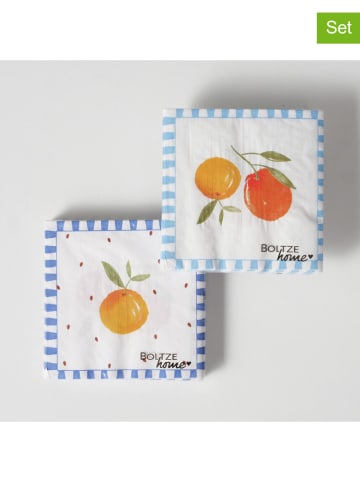 Boltze 2er-Set: Servietten "Fruits" in Gelb/ Orange/ Blau - 2x 20 Stück