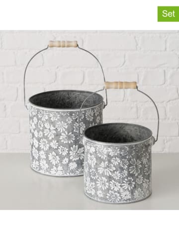 Boltze 2er-Set: Übertöpfe "Polly" in Silber/ Weiß