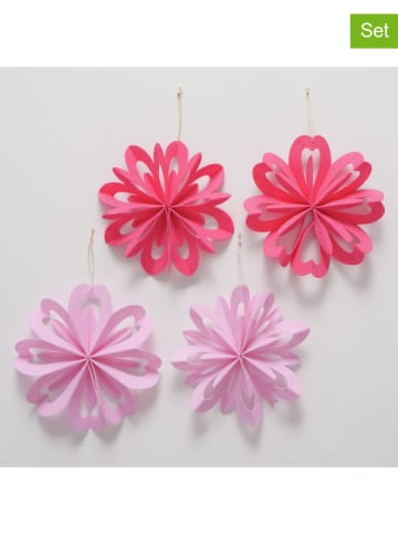 Boltze 4er-Set: Dekoanhänger "Kassio" in Rosa/ Pink - Ø 20 cm