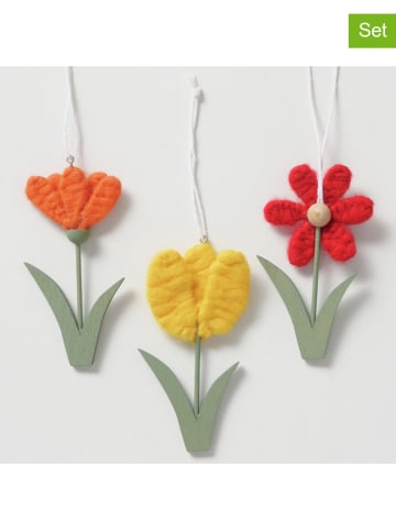 Boltze 3er-Set: Dekoanhänger "Farina" in Orange/ Gelb/ Rot - (H)12,5 cm