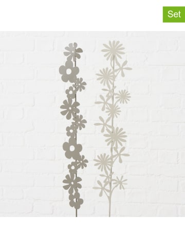 Boltze 2er-Set: Gartenstäbe "Bloem" in Weiß/ Grau - (H)75 cm