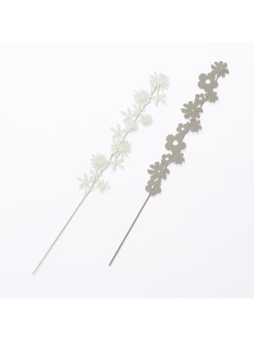 Boltze 2er-Set: Gartenstäbe "Bloem" in Weiß/ Grau - (H)75 cm