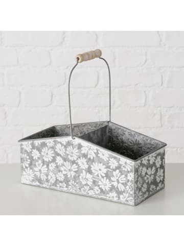 Boltze Übertopf "Polly" in Silber/ Weiß - (B)28 x (H)13,5 x (T)12 cm