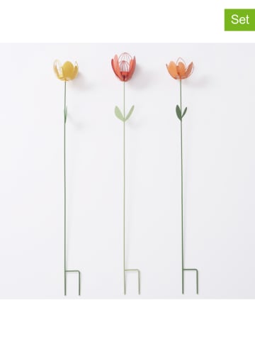 Boltze 3er-Set: Gartenstäbe "Farina" in Orange/ Gelb/ Rot - (H)105 cm