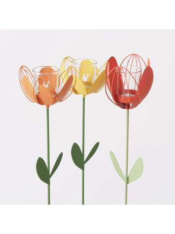Boltze 3er-Set: Gartenstäbe "Farina" in Orange/ Gelb/ Rot - (H)105 cm