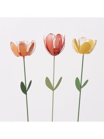Boltze 3er-Set: Gartenstäbe "Farina" in Orange/ Gelb/ Rot - (H)105 cm