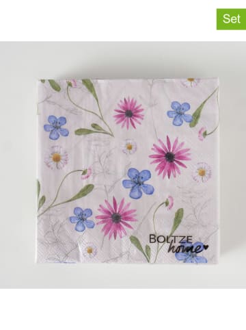 Boltze 2er-Set: Servietten "Sina" in Beige/ Bunt - 2x 20 Stück