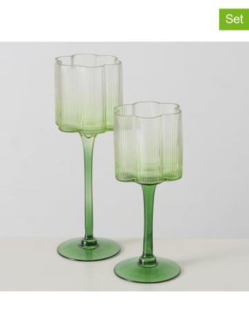 Boltze 2-delige set: windlichten "Greta" groen