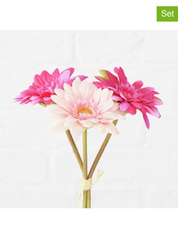 Boltze 2er-Set: Dekoblumen "Gerbera" in Pink - (H)26 cm