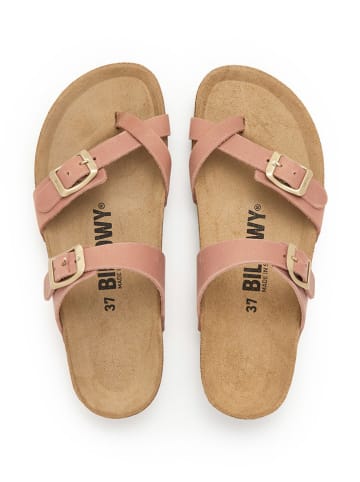billowy Leren teenslippers lichtroze