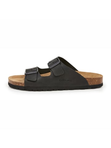 billowy Leder-Pantoletten in Schwarz
