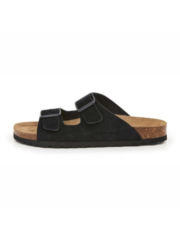 billowy Leder-Pantoletten in Schwarz