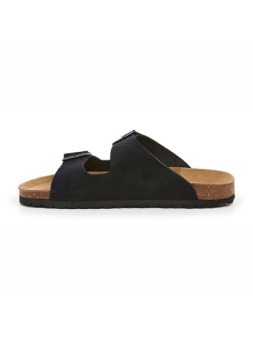 billowy Leder-Pantoletten in Schwarz