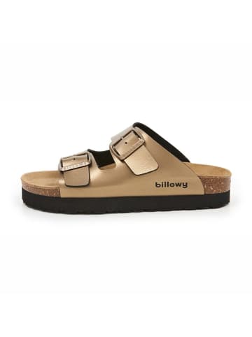 billowy Leren slippers goudkleurig