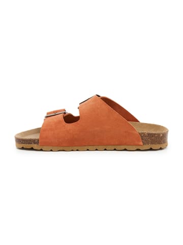 billowy Leder-Pantoletten in Orange