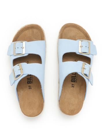 billowy Leder-Pantoletten in Hellblau