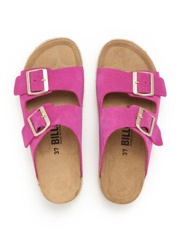 billowy Leder-Pantoletten in Pink