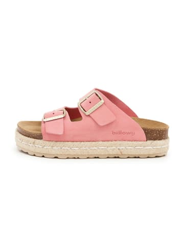 billowy Leder-Pantoletten in Rosa