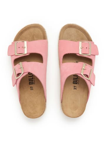 billowy Leder-Pantoletten in Rosa