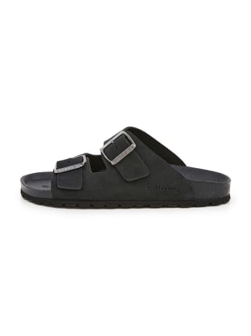 billowy Leder-Pantoletten in Schwarz