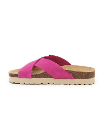 billowy Leder-Pantoletten in Pink