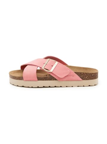 billowy Leder-Pantoletten in Rosa