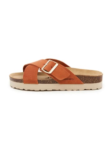 billowy Leder-Pantoletten in Orange