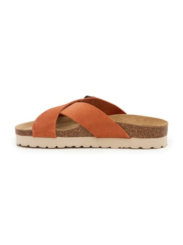 billowy Leder-Pantoletten in Orange
