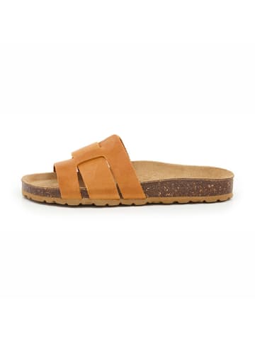 billowy Leder-Pantoletten in Orange