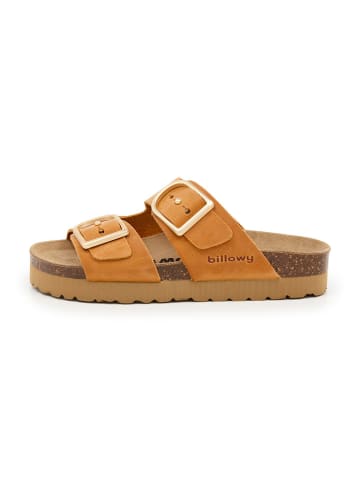 billowy Leder-Pantoletten in Orange