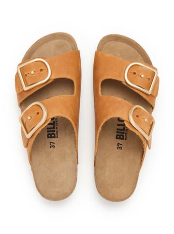 billowy Leder-Pantoletten in Orange