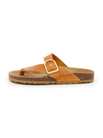 billowy Leder-Zehentrenner in Orange