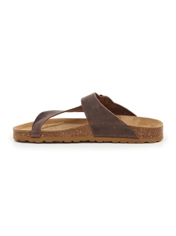 billowy Leren teenslippers bruin