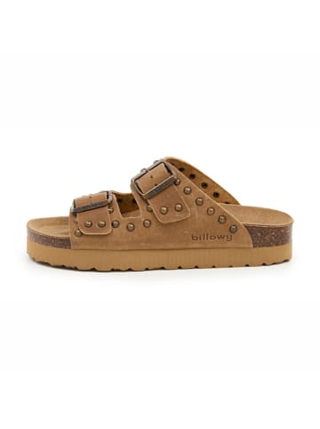 billowy Leren slippers lichtbruin