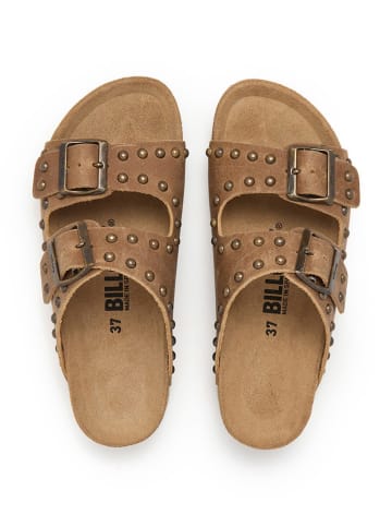billowy Leren slippers lichtbruin
